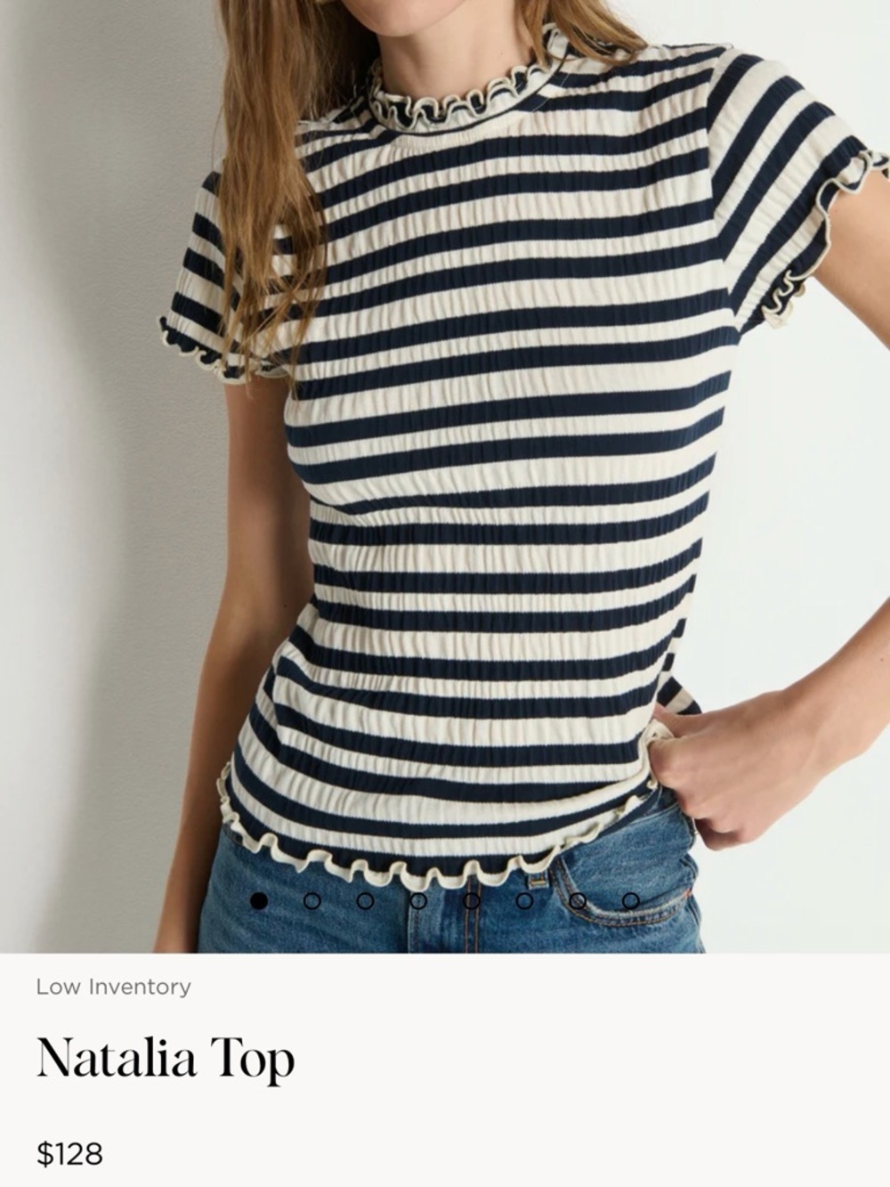 Striped Short Sleeve Knit Tee in Navy and White